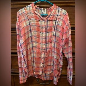 Free People small long sleeve plaid shirt